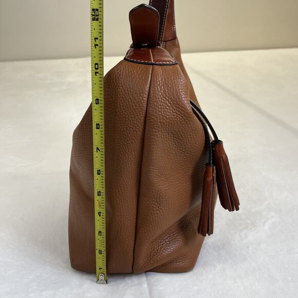 Dooney & Bourke Wexford Hobo Shoulder Bag Large Tan Pebbled Leather & Camel Brwn - Picture 7 of 16